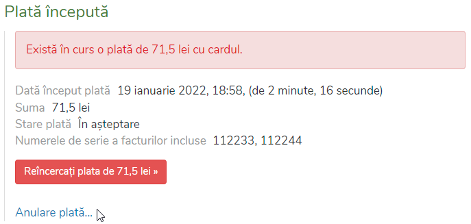 Plată în curs