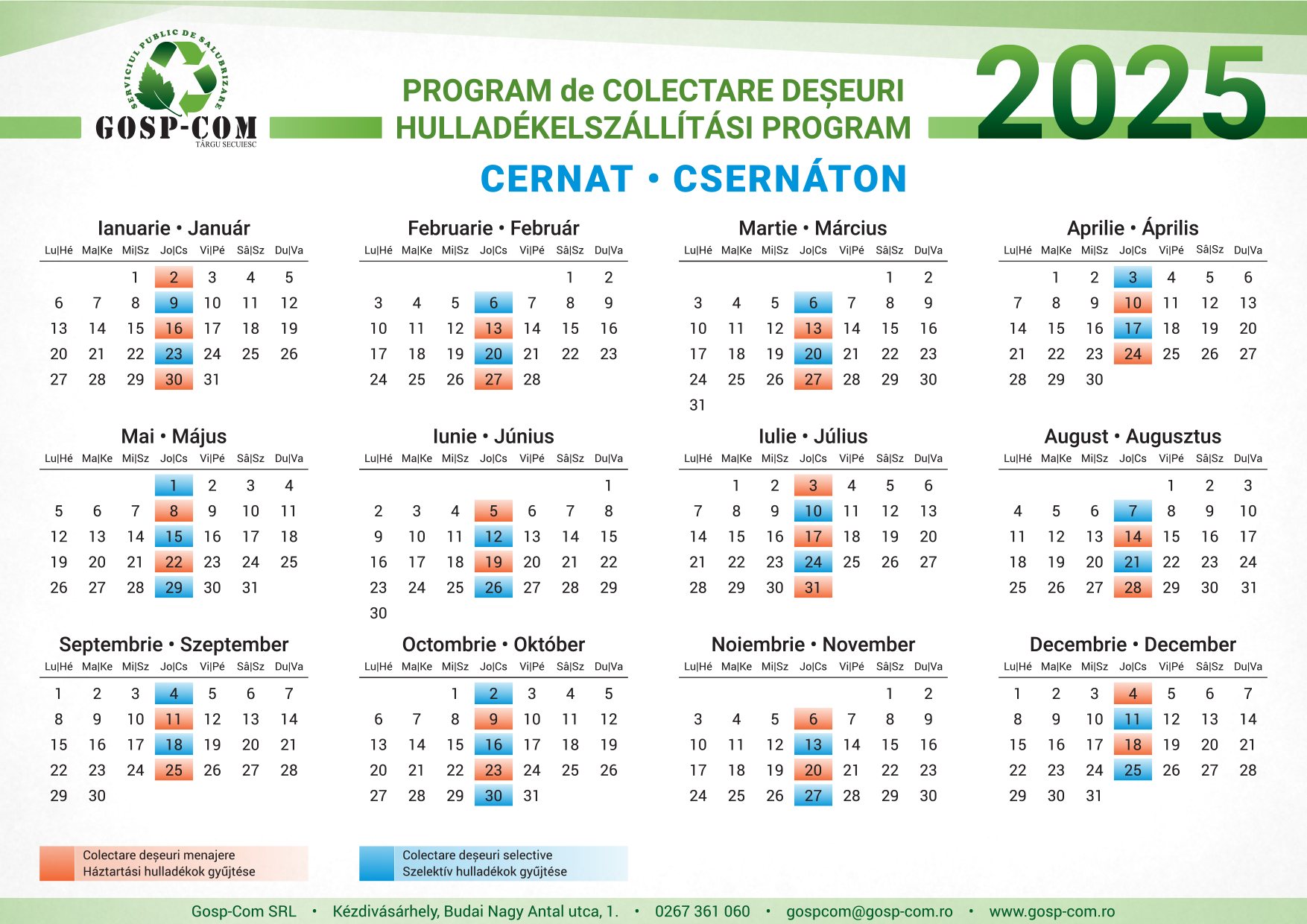 Program de colectare - Cernat